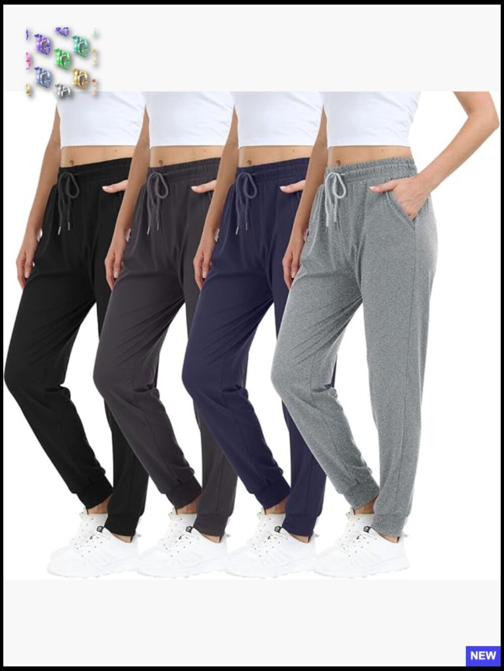 Women's Joggers with Pockets Soft Lounge Sweatpants Yoga Workout Pants 4 Pack